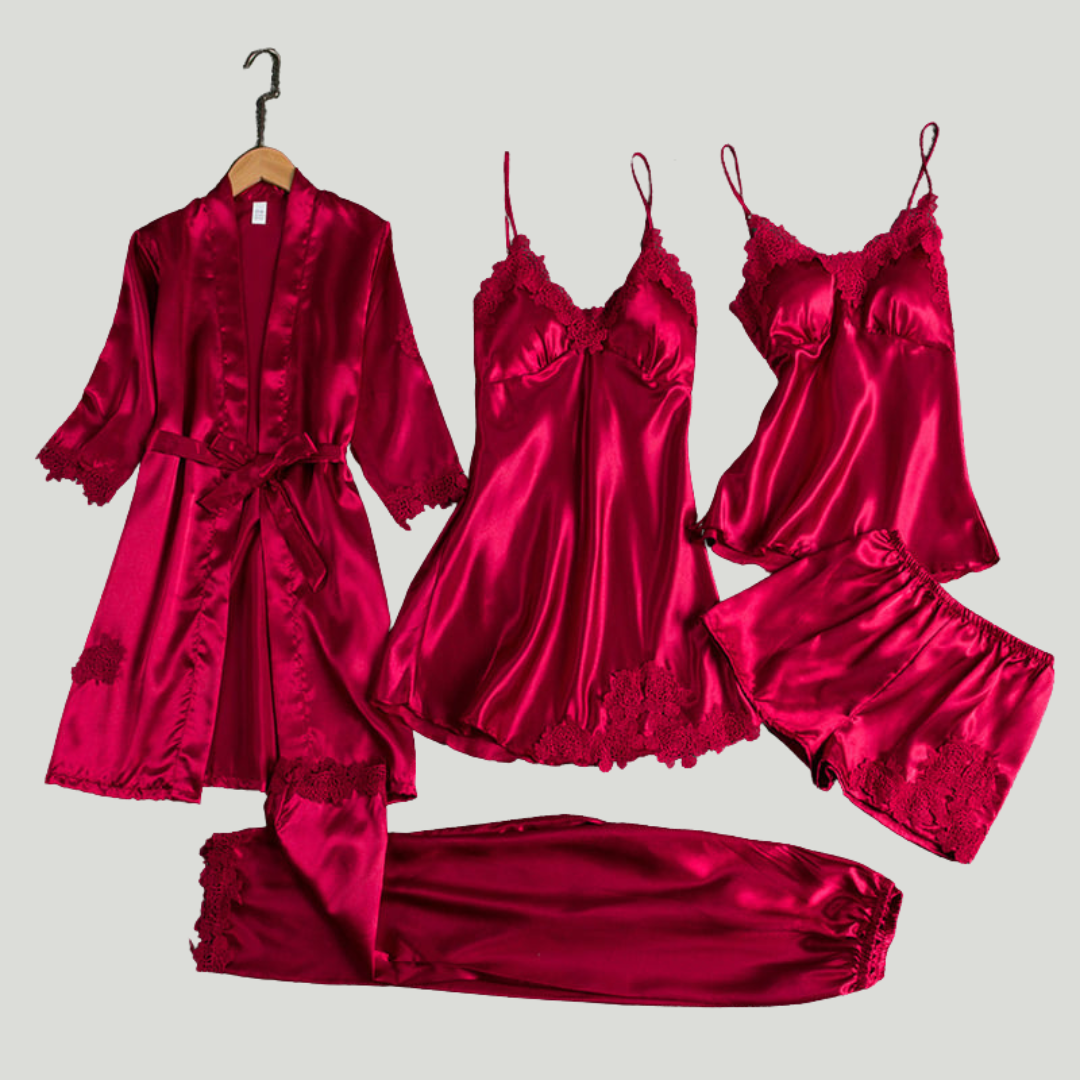 Bianca | Robe de nuit sexy en soie, cinq pièces